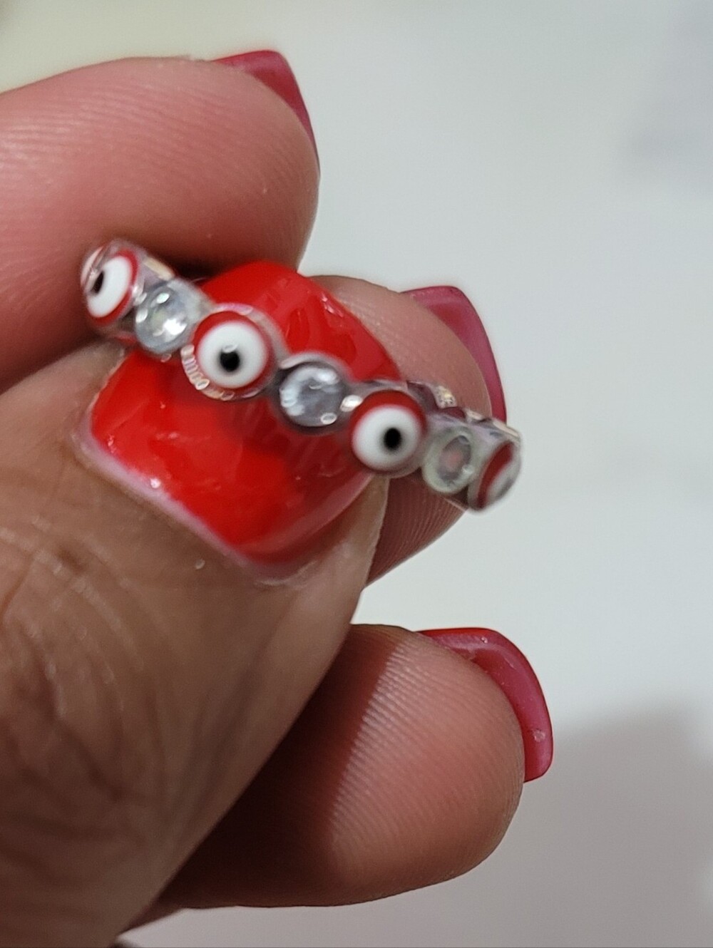Evil Eye Nazar Silver Tone Ring Sz 7.5